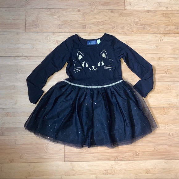 The Children's Place Other - NWT Girls Size 4T Black Cat Halloween Tulle Dress